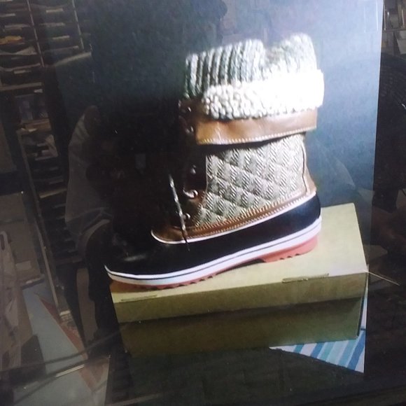 dream pair monte brown plaid mid calf snow boots 8 - Picture 7 of 8